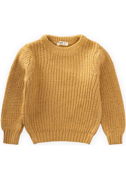 Bisiklet Yaka Selanik Triko Kazak 2-8 Yaş Hardal Sarı fırsatları