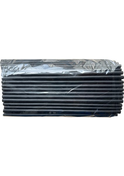 Dökme Kalın Kokteyl Buzlu İçecek Pipet - Düz - Siyah - 22 Cm. - 8 Mm. - 100 Adetlik Paket