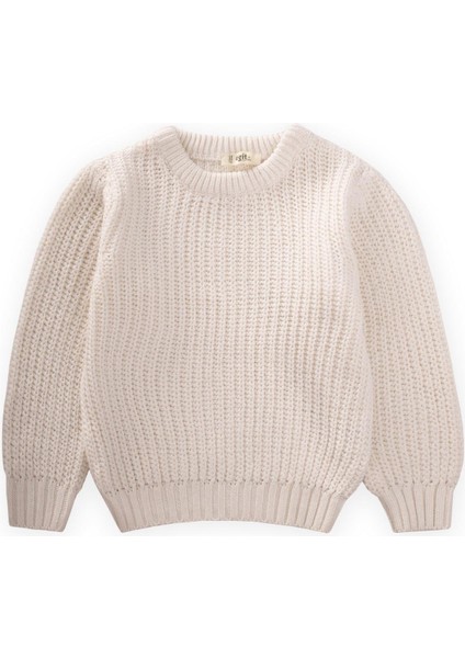 Bisiklet Yaka Selanik Triko Kazak 2-8 Yaş Ekru