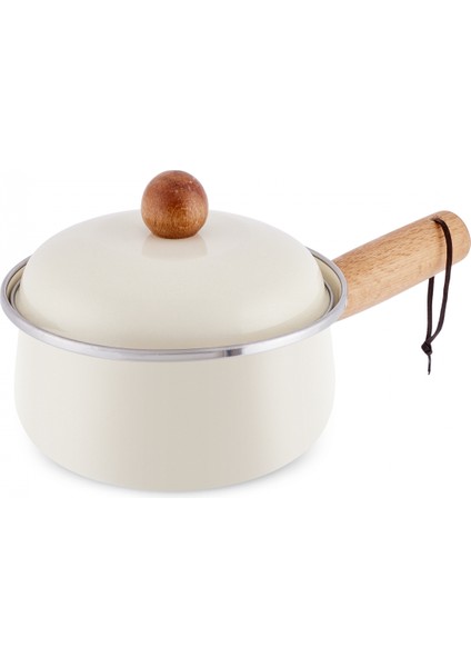 Elvin Emaye Kapaklı Sosluk Krem 14 cm