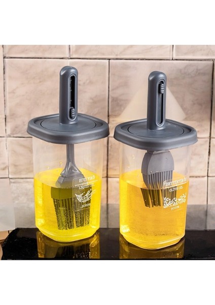 Şık 2'li Yağlık Takımı ve Standı, Fırçalı Siyah Tasarım