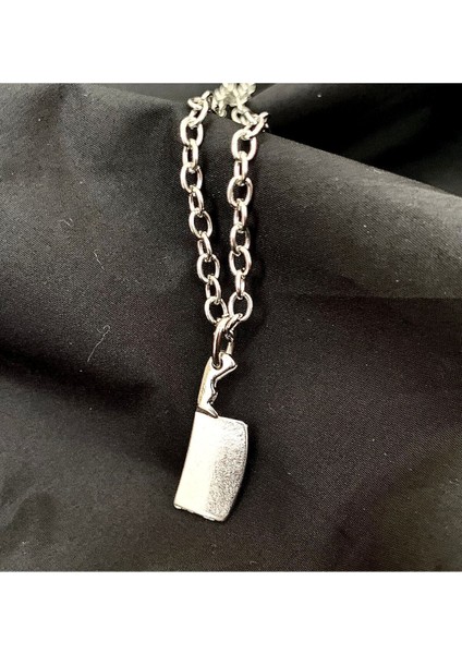 Şık Metalik Mutfak Bıçak Satır Kolye Erkek ve Kadın Için Tarz Takı