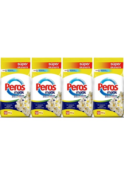 Matik Toz Çamaşır Deterjanı 40KG Yasemin Çiçeği (Beyaz ve Renkliler) (268 Yıkama) (4PK*10KG)