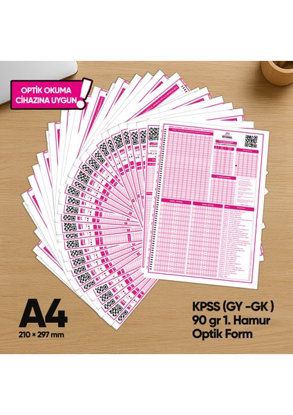 Kpss (Gy-Gk) Deneme Sınavları için 500 Adet (90.gr) Optik Form - Optik Okuma Uyumlu modelleri