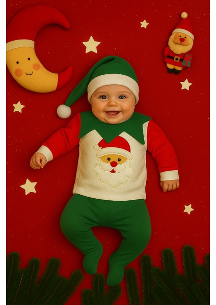 Noel Baba Nakışlı 3'lü Bebek Takım