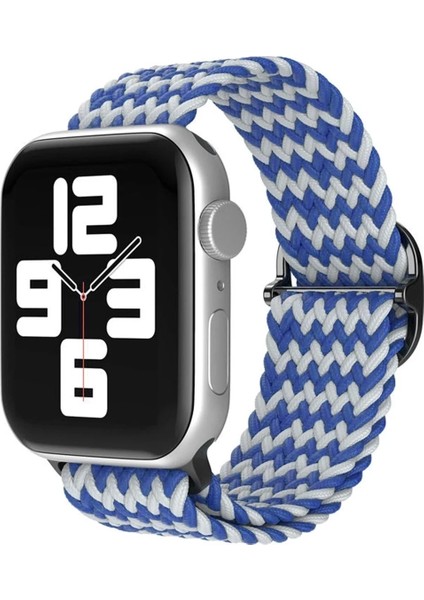 Newface Apple Watch 38MM Star Kordon - Zigzag Beyaz-Mavi