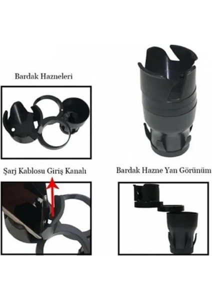 Araç Içi Bardaklık 3 Ayrı Kat Kupa Bardak Şişe Telefon Tutucu Kahve Içecek Termos Gözük Tutacağı fırsatları