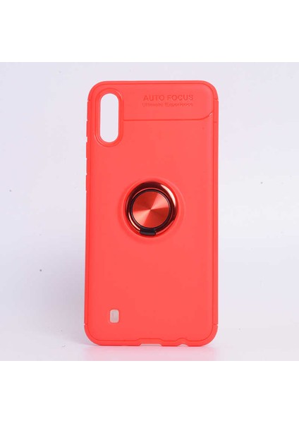 Galaxy M10 Kılıf Yüzüklü Standlı Renkli Kırılmaz Esnek Silikon Ravel Silikon Kapak