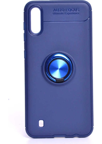Galaxy M10 Kılıf Yüzüklü Standlı Renkli Kırılmaz Esnek Silikon Ravel Silikon Kapak