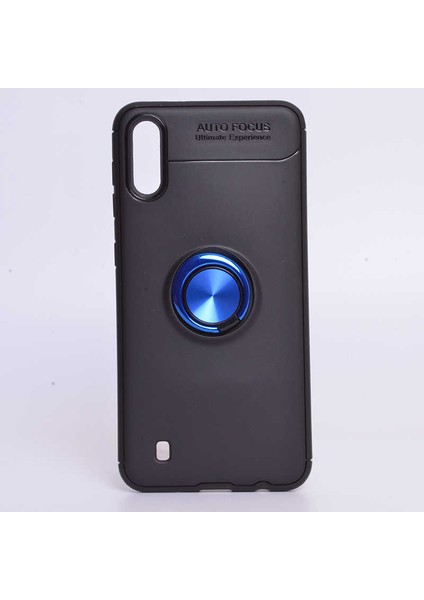 Galaxy M10 Kılıf Yüzüklü Standlı Renkli Kırılmaz Esnek Silikon Ravel Silikon Kapak