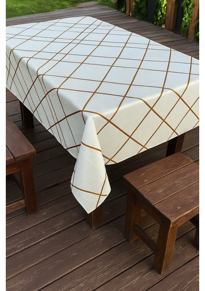 Silinebilir Lüks Su Geçirmez Kaymaz Pvc Masa Örtüsü Muşamba Gold Şerit Desenli Sofra Bezi modelleri