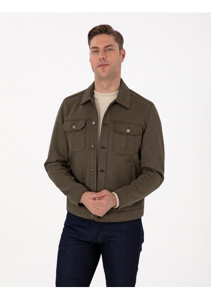 Erkek Yeşil Suni Deri Ceket 50318156-790