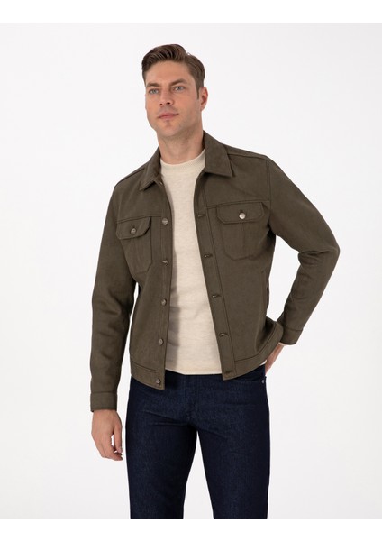 Erkek Yeşil Suni Deri Ceket 50318156-790 modelleri