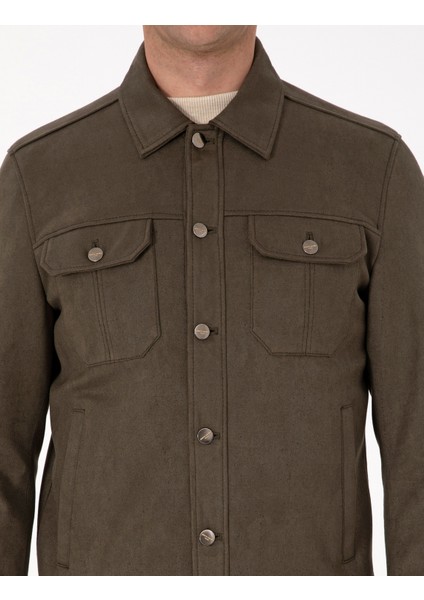 Erkek Yeşil Suni Deri Ceket 50318156-790