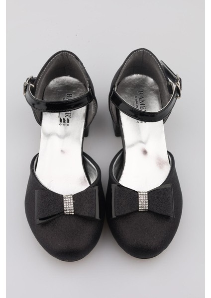 Kız Çocuk Siyah Abiye Simli Kum Detaylı Fiyonklu Ayakkabı fiyatları