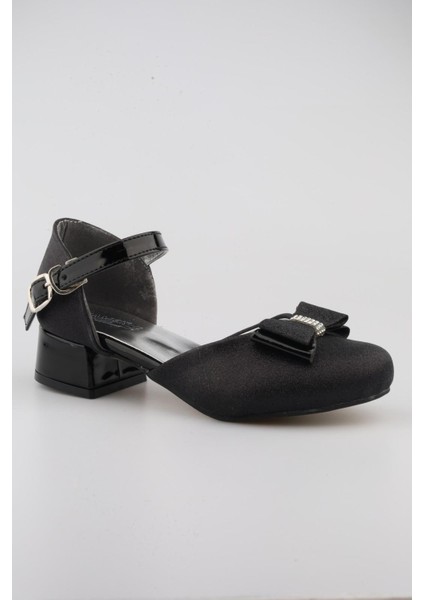 Kız Çocuk Siyah Abiye Simli Kum Detaylı Fiyonklu Ayakkabı modelleri
