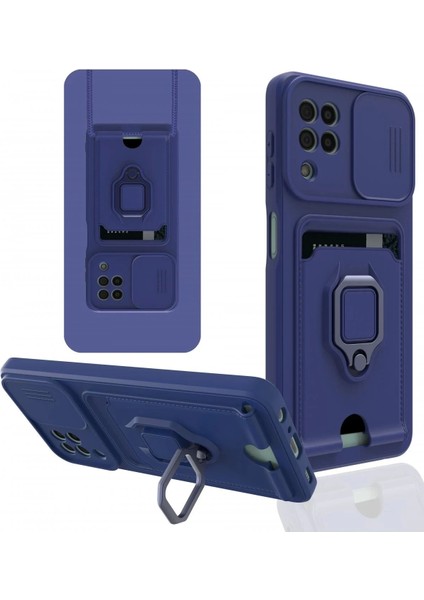 Newface Samsung Galaxy A22 Kılıf Zuma Kartvizitli Yüzüklü Silikon - Lacivert