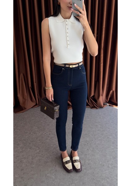 Likralı Lacivert Skinny Dilvin Jean