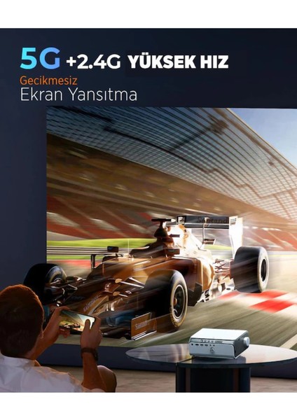 Android Tv 4K Destekli 5g Wifi + Bluetooth 5.1 Projeksiyon Cihazı , Leisure 495W