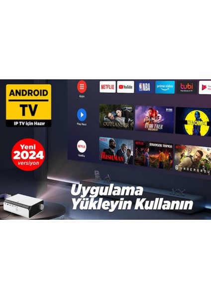 Android Tv 4K Destekli 5g Wifi + Bluetooth 5.1 Projeksiyon Cihazı , Leisure 495W