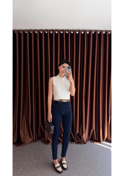 Likralı Lacivert Skinny Dilvin Jean