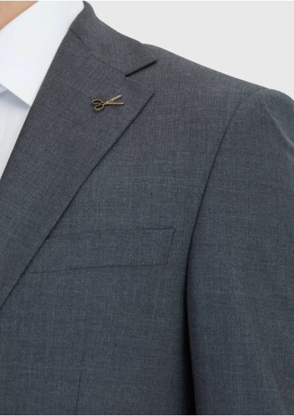 Koyu Gri Mikro Modern Fit Yün Karışımlı Takım Elbise fırsatları