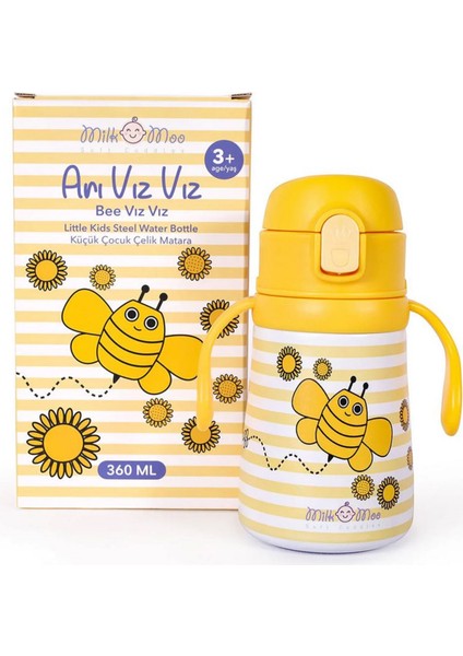 Milk Moo Soft Cuddles Çelik Küçük Çocuk Matarası Arı Vız Vız 360ML