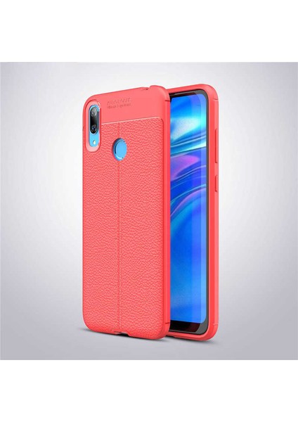 Huawei Y7 Prime 2019 Kılıf Deri Görünümlü Esnek Kırılmaz Şık Lüks Niss Silikon Kapak