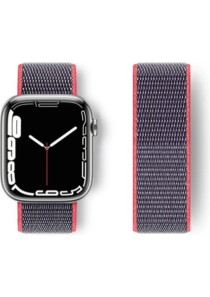 Newface Apple Watch 42MM Hasırlı Cırtcırtlı Kordon - Pembe