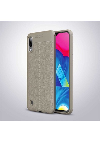 Samsung Galaxy M10 Kılıf Deri Görünümlü Esnek Kırılmaz Şık Lüks Niss Silikon Kapak