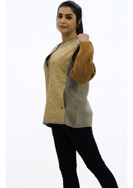 Sıfır Yaka Önü Kapitone Yelek modelleri