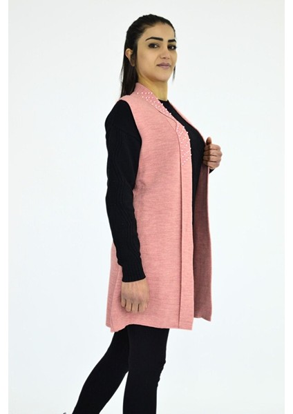 Yaka İncili Uzun Kolsuz Yelek modelleri