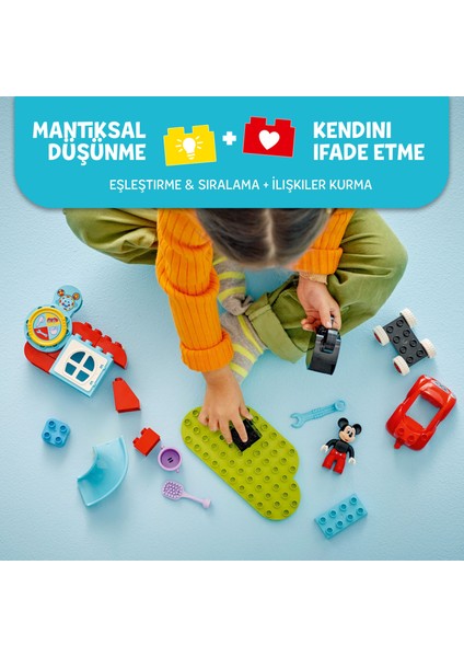 ® DUPLO® │ Disney Mickey Fare’nin Kulüp Evi ve Arabası 10454 - 2+ Çocuklar için Eğitici Oyuncak Yapım Seti (27 Parça)