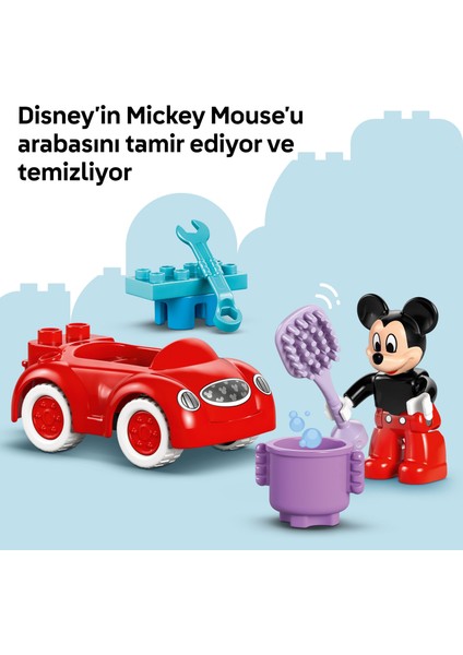 ® DUPLO® │ Disney Mickey Fare’nin Kulüp Evi ve Arabası 10454 - 2+ Çocuklar için Eğitici Oyuncak Yapım Seti (27 Parça)
