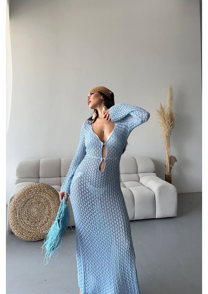 Kadın Mavi Maxi Boy Triko Pareo NBMYLK28 fiyatları