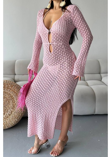Kadın Pembe Maxi Boy Triko Pareo NBMYLK28 modelleri