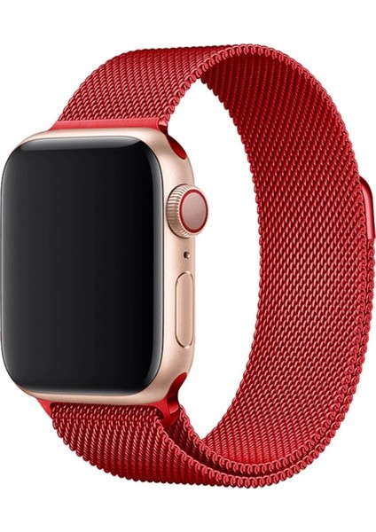 Newface Apple Watch 38MM Metal Mıknatıslı Kordon - Kırmızı