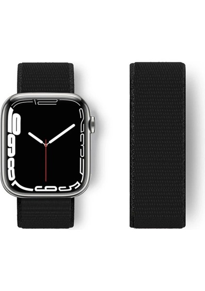 Newface Apple Watch 38MM Hasırlı Cırtcırtlı Kordon - Siyah