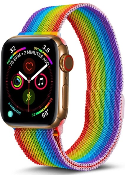 Newface Apple Watch 38MM Metal Mıknatıslı Kordon - Gökkuşağı