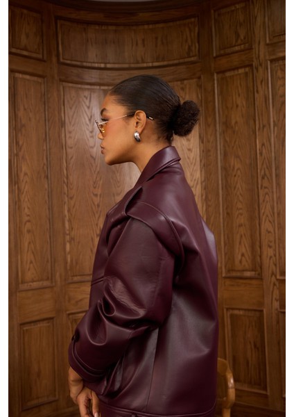 Premium Mürdüm Deri Ceket modelleri