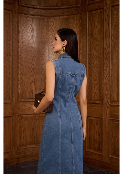 Çıtçıtlı Premium Denim Elbise modelleri