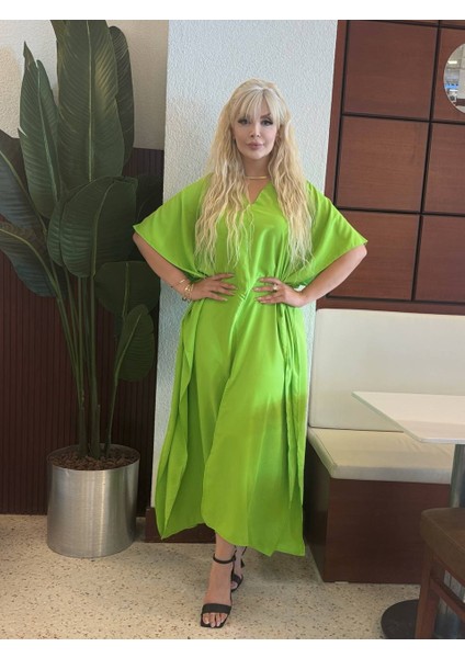 Kadın Büyük Beden Yarasa Kol Yırtmaçlı Dokuma Jessica Elbise(Kemer Dahil Değildir) fırsatları