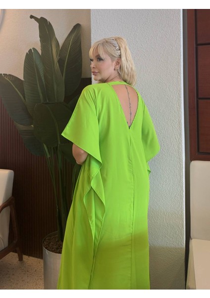 Kadın Büyük Beden Yarasa Kol Yırtmaçlı Dokuma Jessica Elbise(Kemer Dahil Değildir) indirimleri