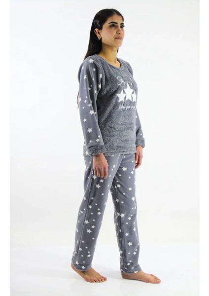 Yıldız Desenli Polar Pijama Takımı