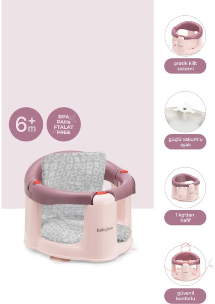 Babyjem Önden Açılır Banyo ve Mama Oturağı ve Minderi - 2 'Li Set Mürdüm
