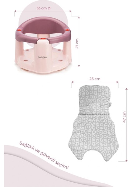Babyjem Önden Açılır Banyo ve Mama Oturağı ve Minderi - 2 'Li Set Mürdüm indirimleri