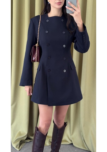 Düğmeli Lacivert Ceket Elbise fırsatları