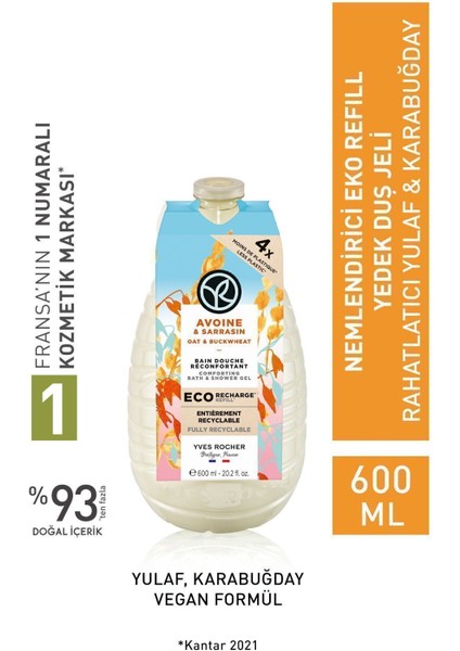 Nemlendirici Duş Jeli - Rahatlatıcı Yulaf Karabuğday 600 ml + Isana Men Duş Jeli 3 In 1 Fresh 300 ml