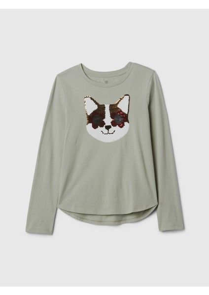 Kız Çocuk Yeşil Flippy Pullu T-Shirt modelleri