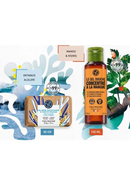 Canlandırıcı Mango Kişniş & Serinletici Okyanus Duş Seti - Duş Jeli 100ML + Katı Sabun 80 gr modelleri
